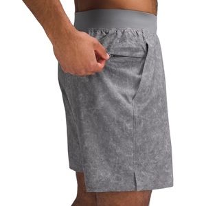 Lululemon T.H.E. Linerless Short 7" in color Gravel Dust Asphalt Grey Multi M